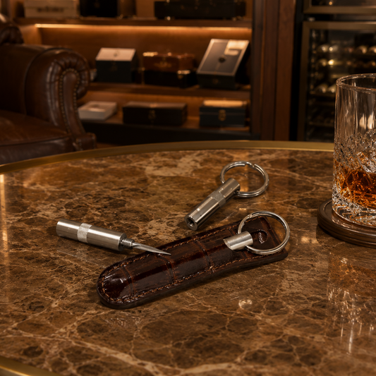 The "Trilogy" Cigar Punch - Croco Pattern Tobacco