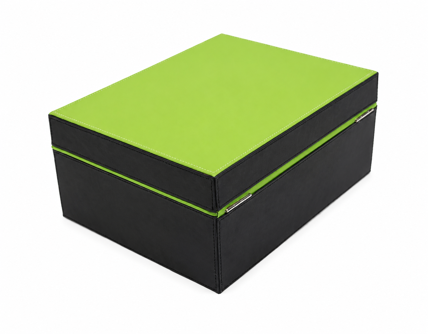 The "Airflow" Cigar Humidor - Black and Lime Green Leather (60/70 Count)
