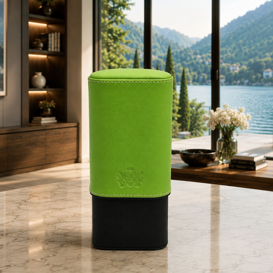 The "Show Band" 3 Cigar Case - Black and Lime Green Leather