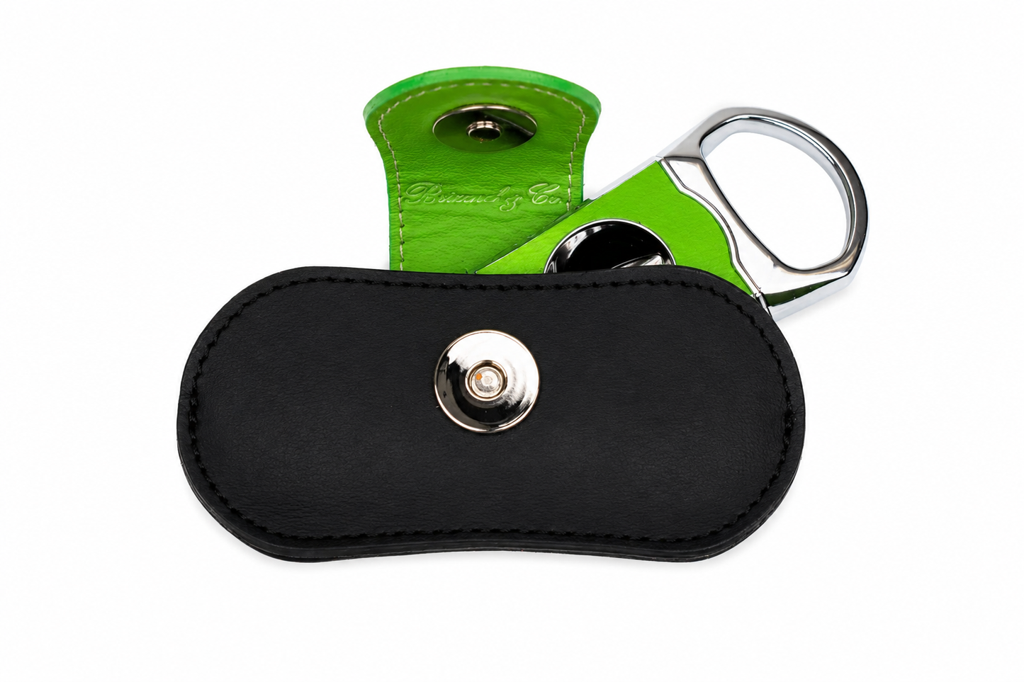 The "V" Cutter - Black and Lime Green Leather