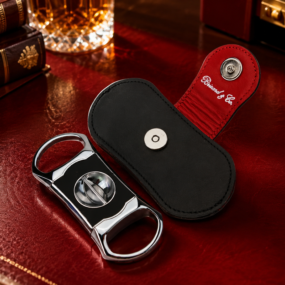 The "V" Cutter - Black and Red Leather