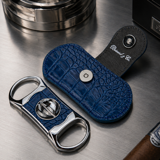 The "V" Cutter - Indigo Croco Pattern