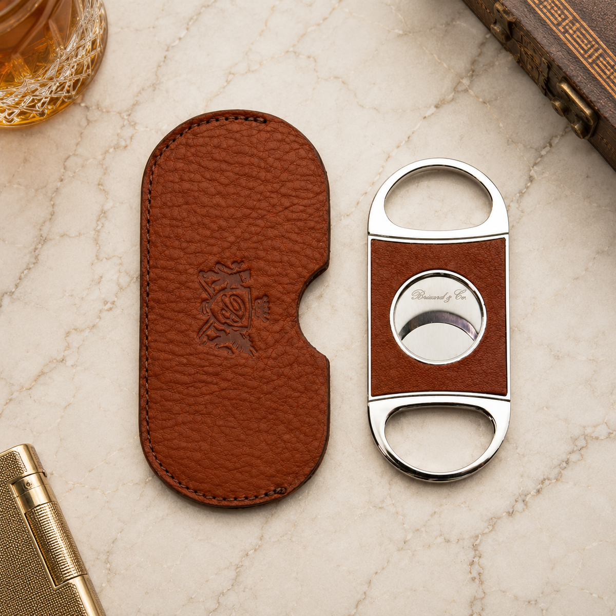 Double Guillotine Series 2 Cutter - Tan Leather