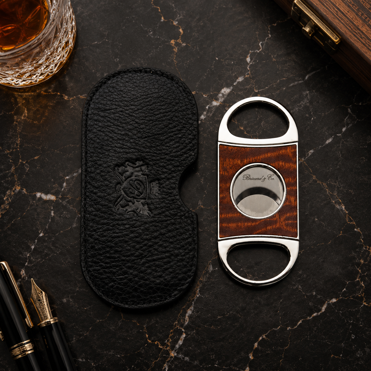Double Guillotine Series 2 Cutter - Sapele Pommele and Black Leather