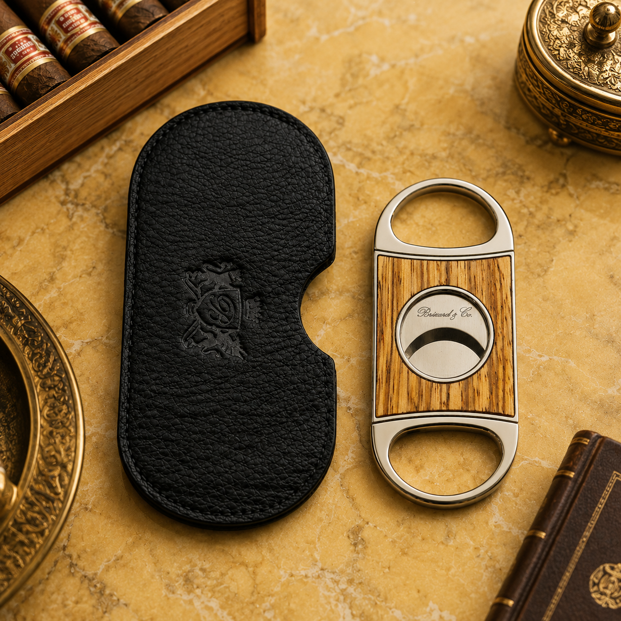 Double Guillotine Series 2 Cutter - Zebrawood and Black Leather