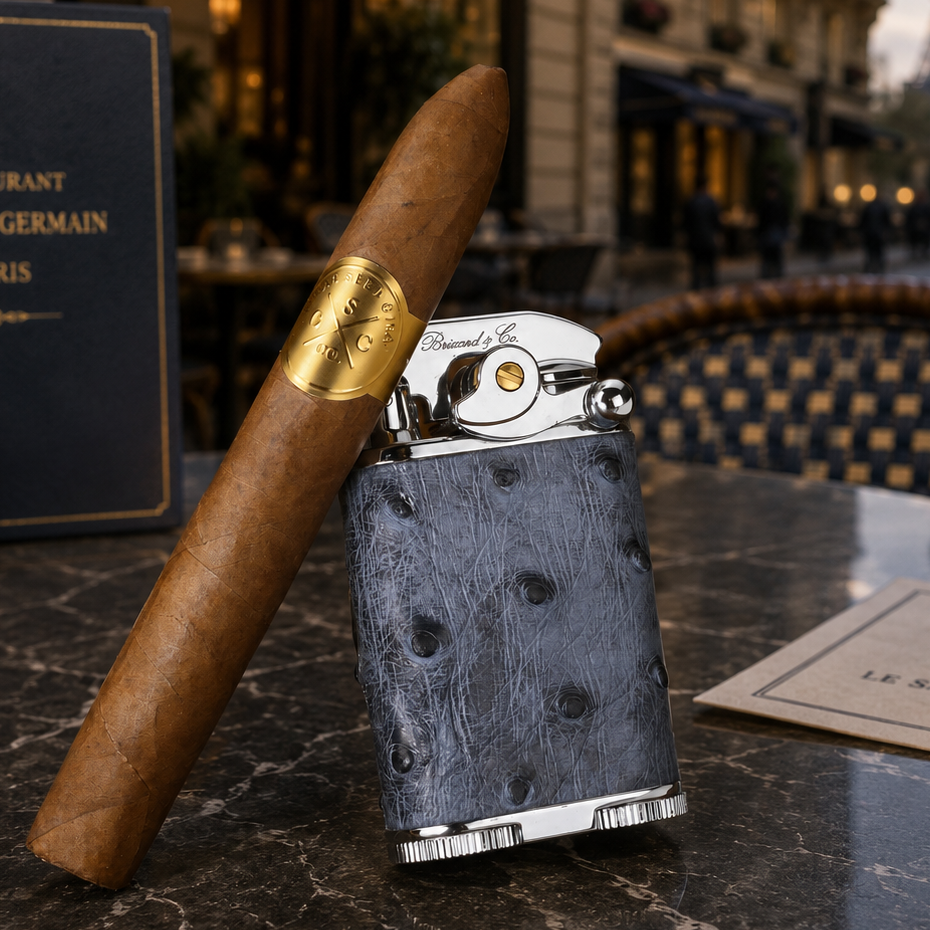 Gatsby Lighter - "American Blue Jeans" Ostrich