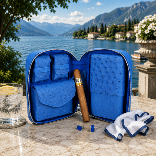 Havana Traveler (Valuables Pouch) - Blue Ostrich