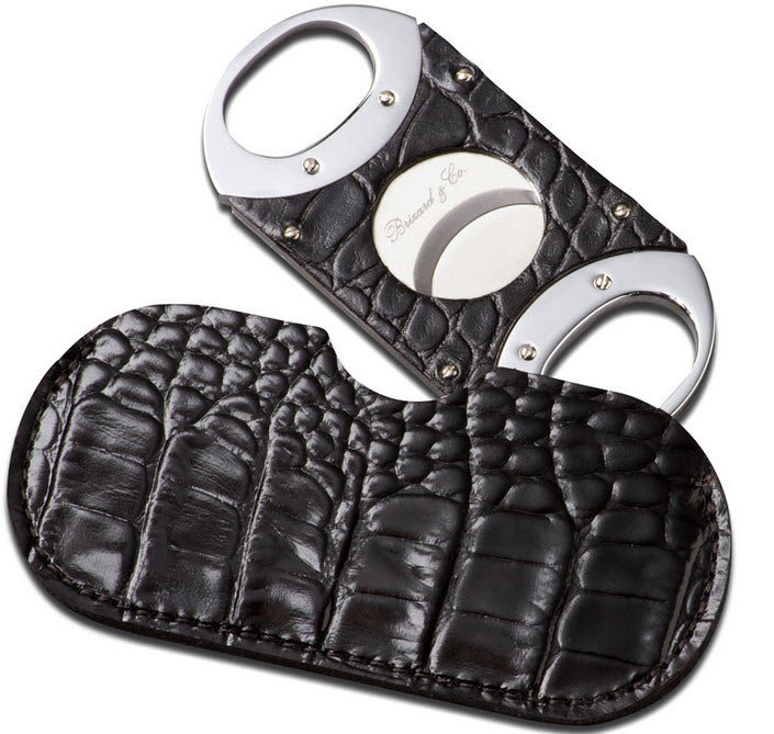 The "Double Guillotine" Cigar Cutter - Croco Pattern Black