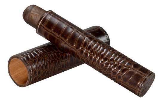 The Single Cigar Tube - Croco Pattern Tobacco