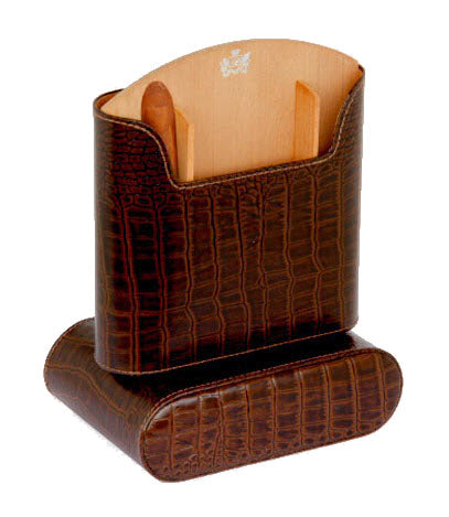 The "Show Band" Travel Humidor - Croco Pattern Tobacco