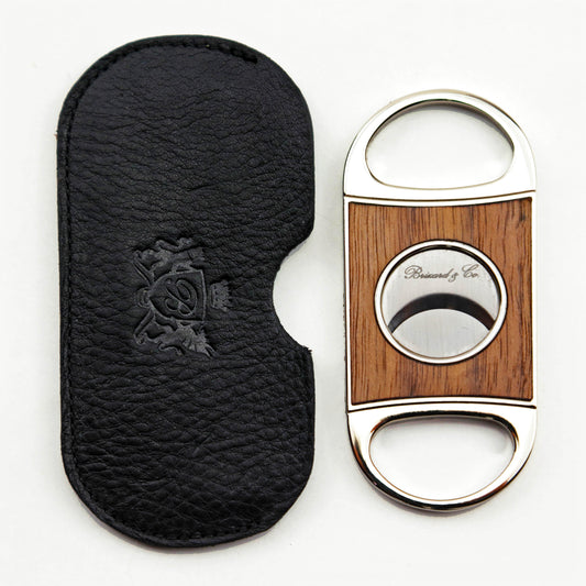 Double Guillotine Series 2 Cutter - Curly Walnut and Black Leather