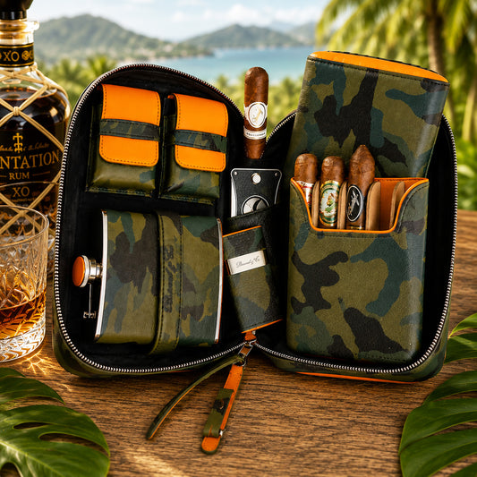 Havana Traveler - Camouflage and Orange Leather