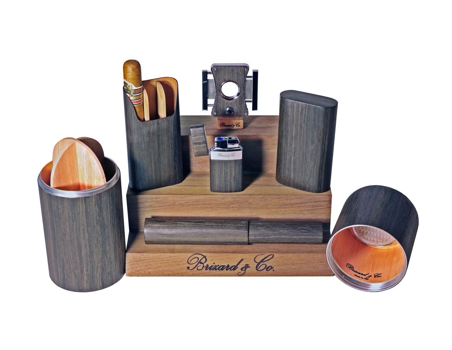 "Show Band" 3 Cigar Case - Gunmetal Ebony
