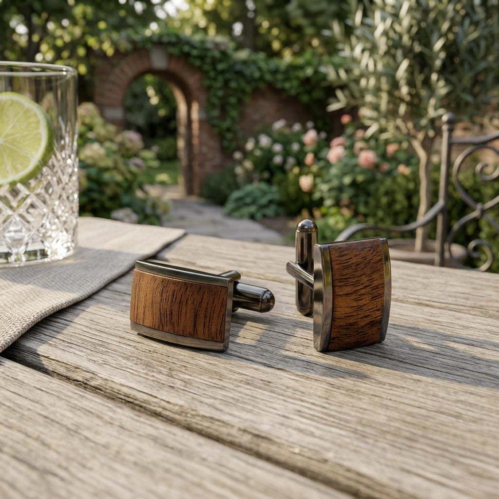 Cufflinks - Curly Walnut