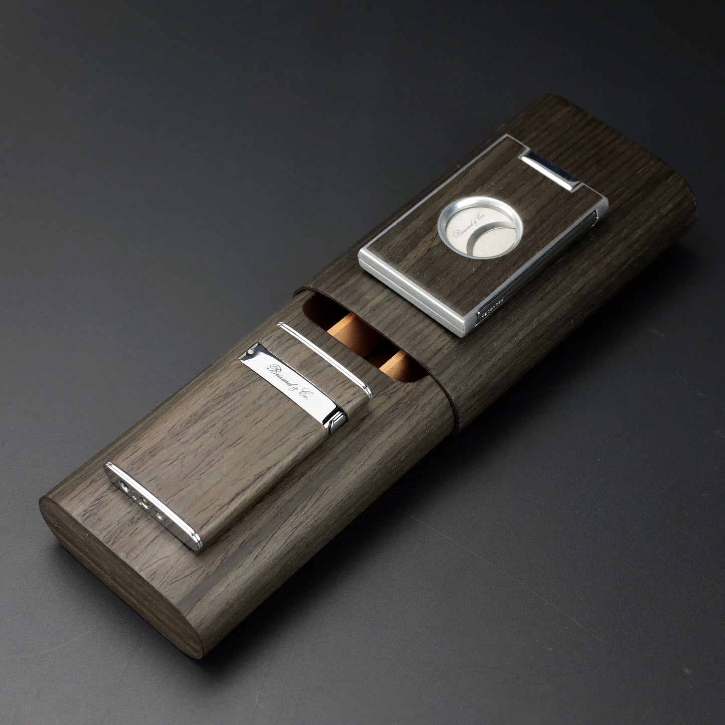"Show Band" 3 Cigar Case - Gunmetal Ebony
