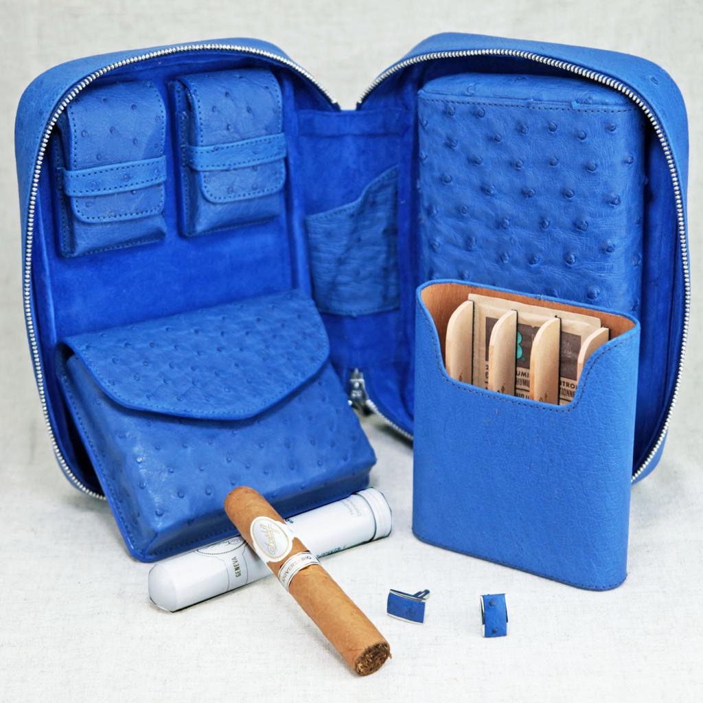Havana Traveler (Valuables Pouch) - Blue Ostrich