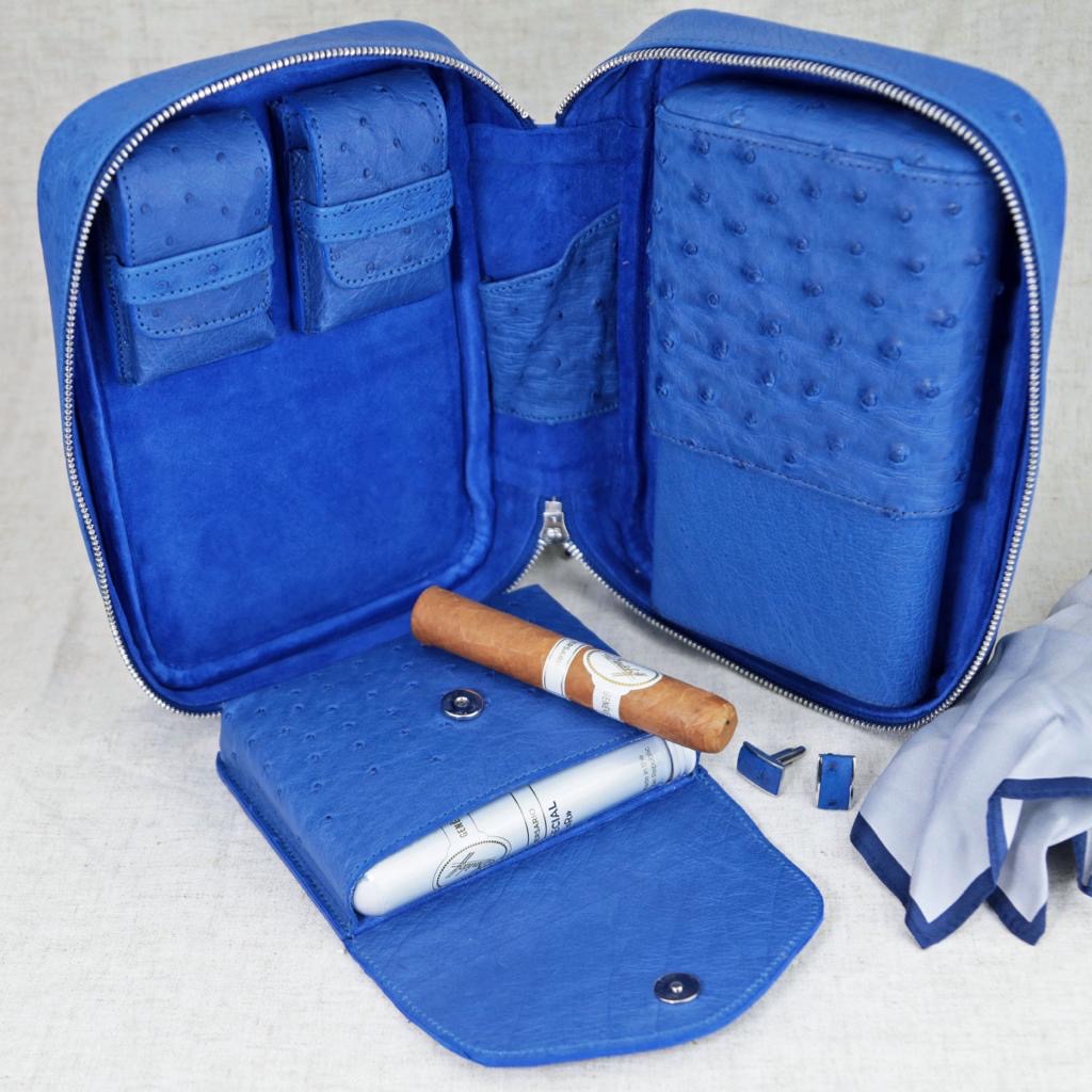 Havana Traveler (Valuables Pouch) - Blue Ostrich