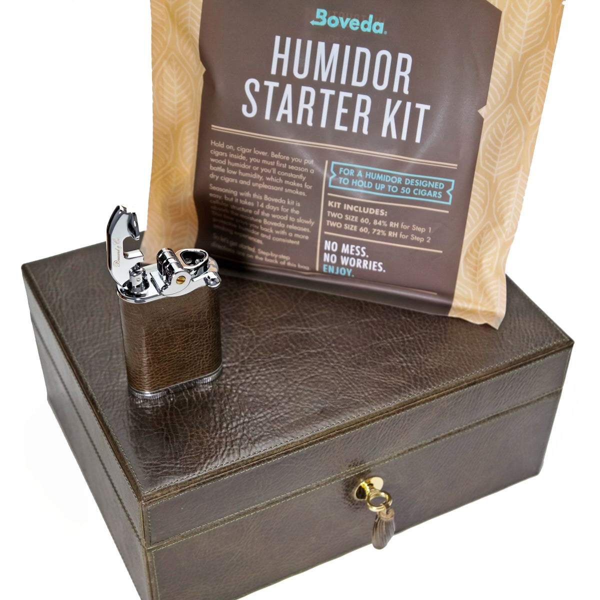 The "Airflow" Cigar Humidor - Antique Olive Leather (60/70 Count)