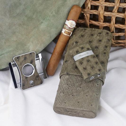 The "Show Band" 3 Cigar Case - "Jungle Collection" Ostrich