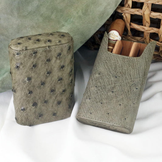 The "Show Band" 3 Cigar Case - "Jungle Collection" Ostrich