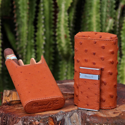 The "Sottile" Lighter - Ostrich Cognac