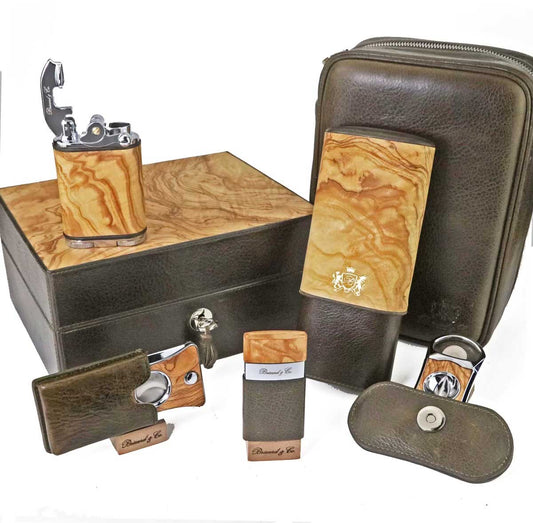 Venezia Lighter - Antique Olive Leather and Olive Wood