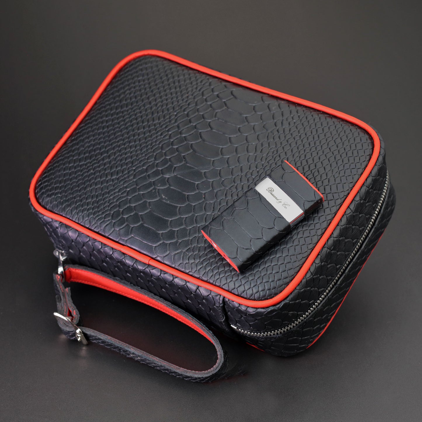 Havana Traveler - Black Python Pattern and Red Leather