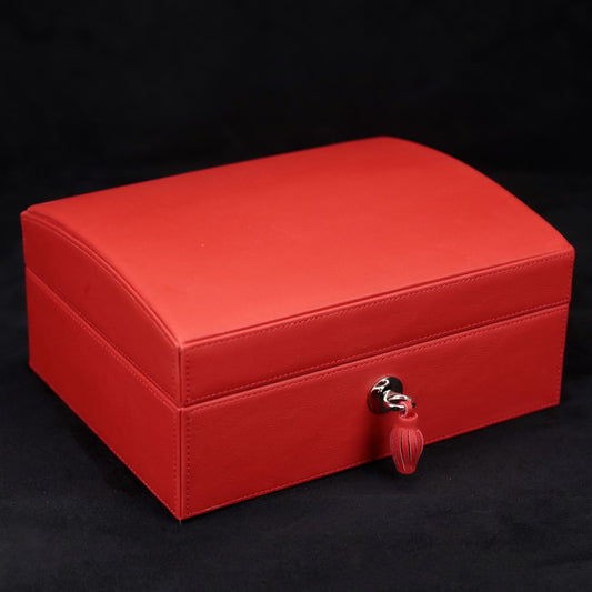 "La Casita de Puros" Humidor - Red Leather (12/20 Count)