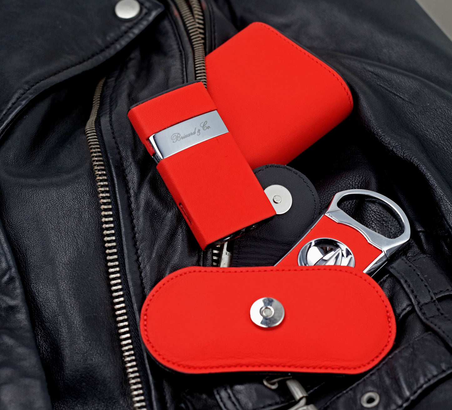 The "V" Cutter - Red and Black Leather
