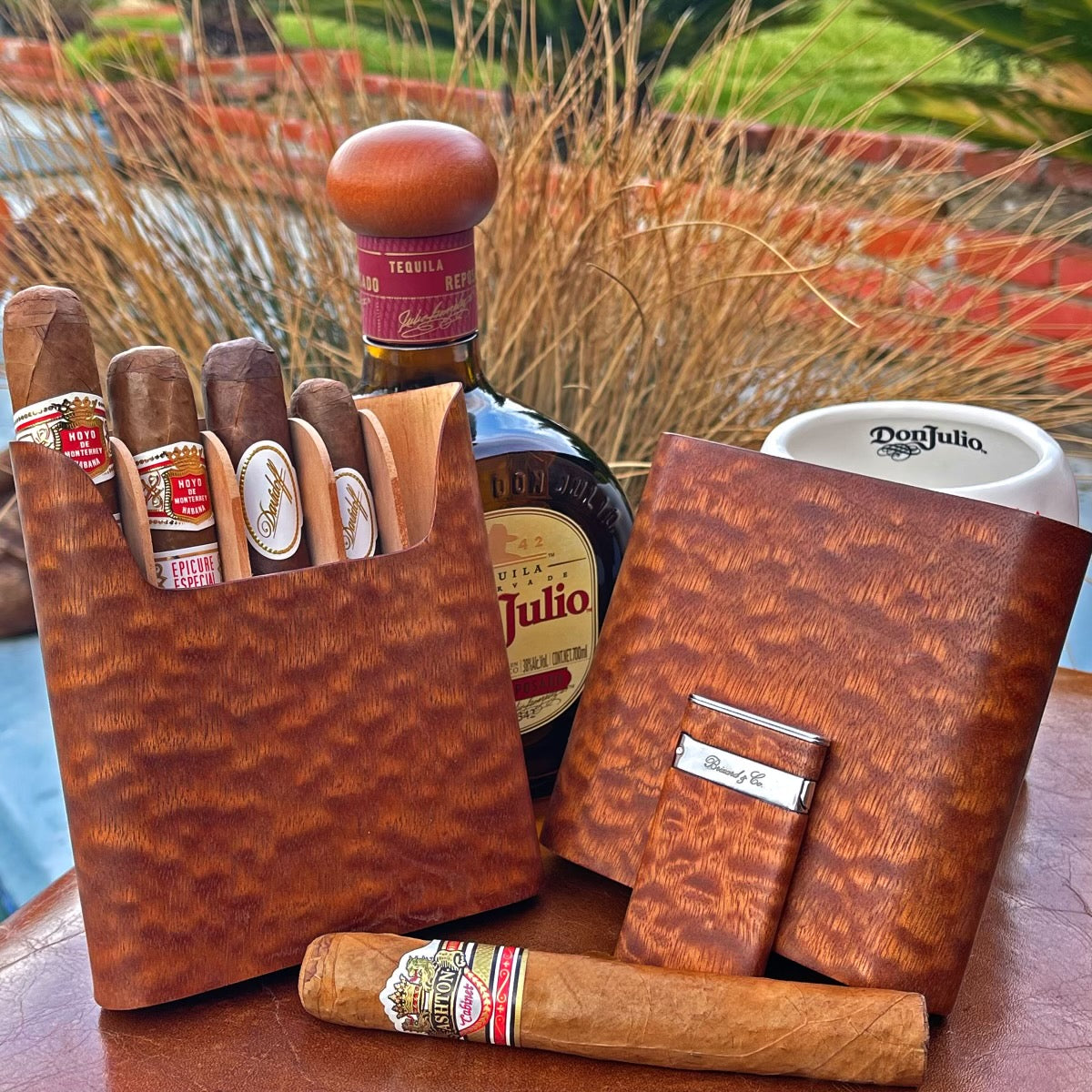 The "Show Band" 5 Cigar Case - Sapele Pommele