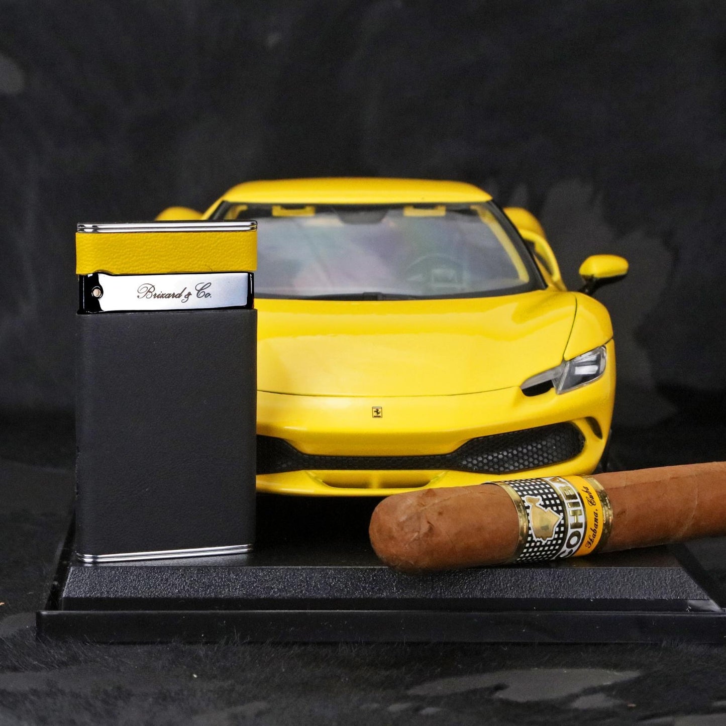 The "Sottile" Lighter - Black and Yellow Leather