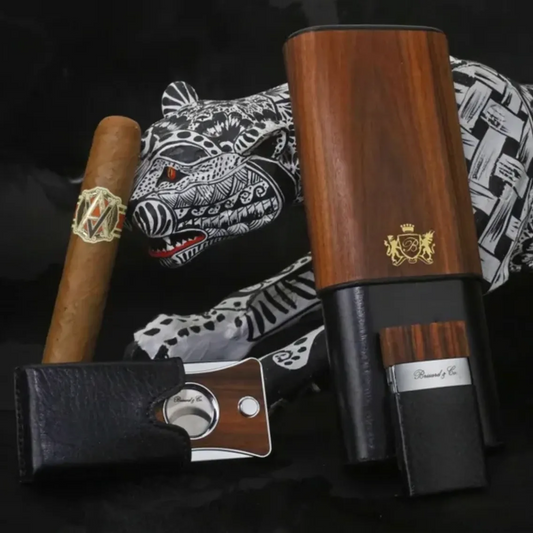 Venezia Lighter - Rosewood and Antique Black Leather