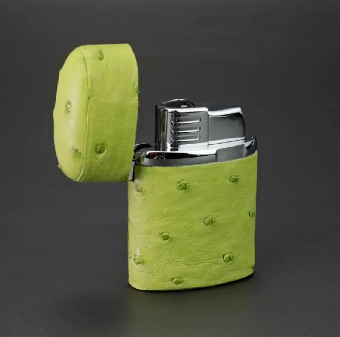 The "Triple Jet" Table Lighter - Matcha Ostrich