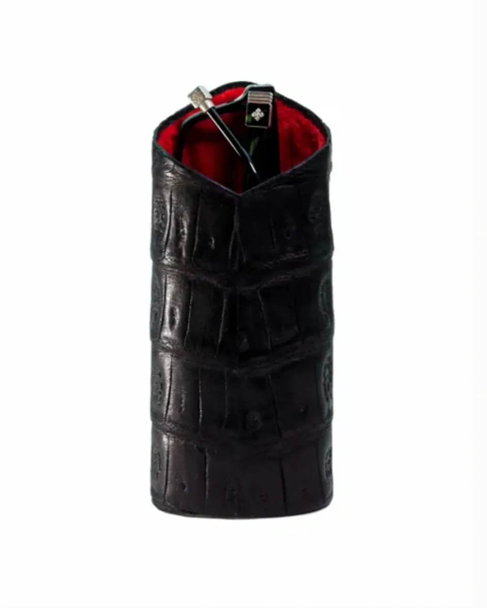 The Luxury Eyewear Stand - Genuine Black Caiman Alligator