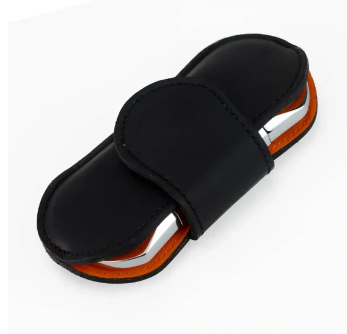 The "V" Cutter - Orange and Black Leather