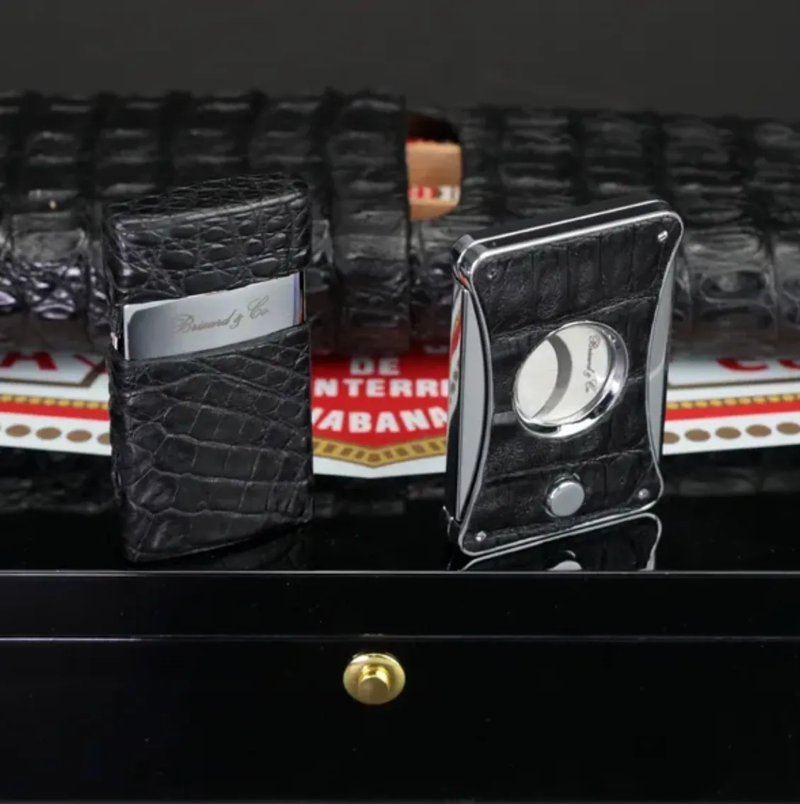 The "Elite Series 2" Cutter - Genuine Black Caiman Alligator