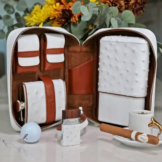 Havana Traveler - Ostrich White and Tan Leather