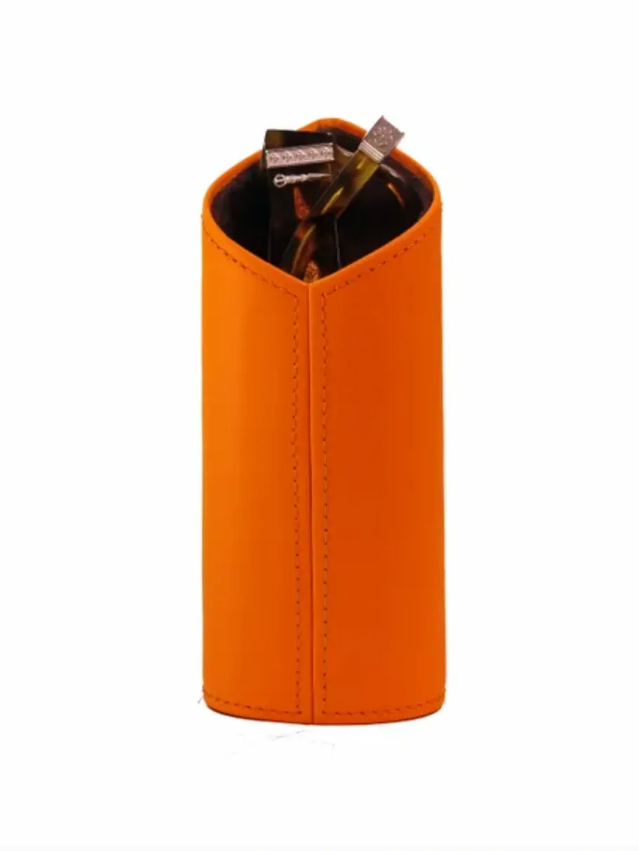 The Luxury Eyewear Stand - Orange Leather