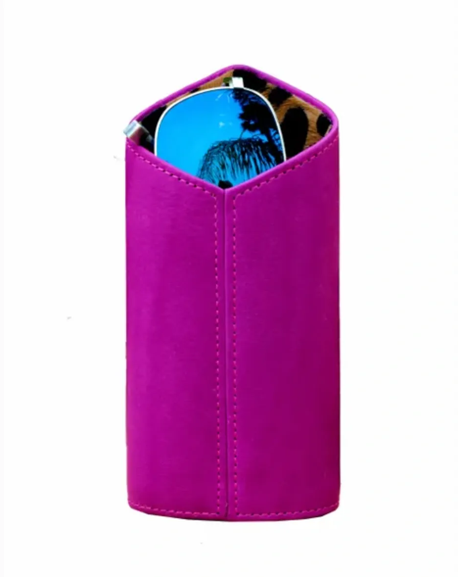 The Luxury Eyewear Stand - Fuschia Leather and Animal Print