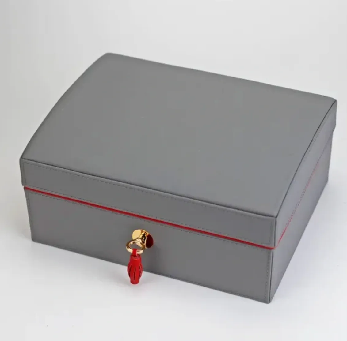 "La Casita de Puros" Humidor - Gray and Red Leather (12/20 Count)