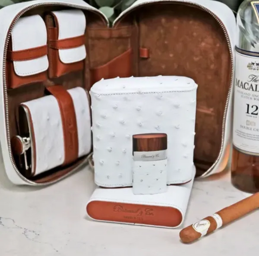 Venezia Lighter - White Ostrich Leather and Rosewood