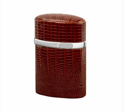 The "Triple Jet" Table Lighter - Lizard Pattern Havana