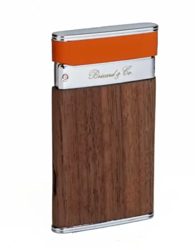 The "Sottile" Lighter - Curly Walnut and Orange Leather