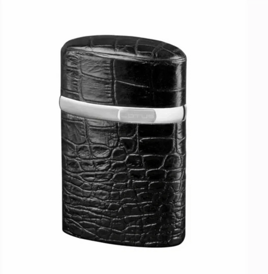 The "Triple Jet" Table Lighter - Croco Pattern Black