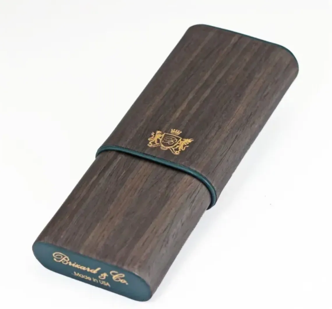 The "Show Band" 3 Cigar Case - Gunmetal Ebony and Forest Green Leather
