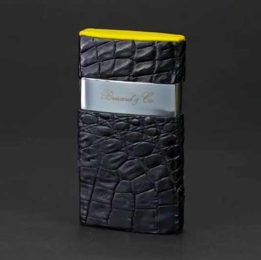 Venezia Lighter - Genuine Black Caiman Alligator and Yellow Leather
