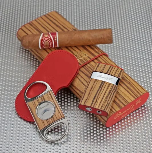 Venezia Lighter - Zebrawood and Red Leather