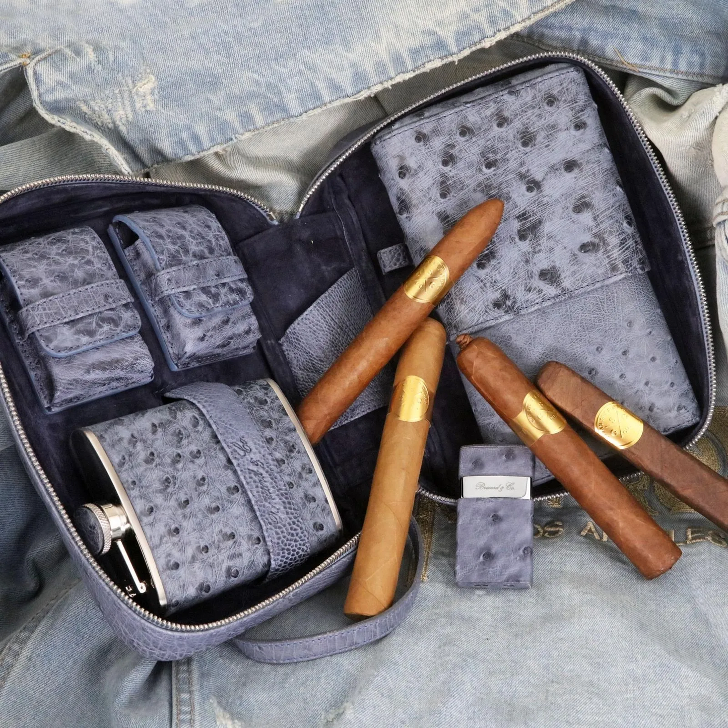Venezia Lighter - "American Blue Jeans" Ostrich
