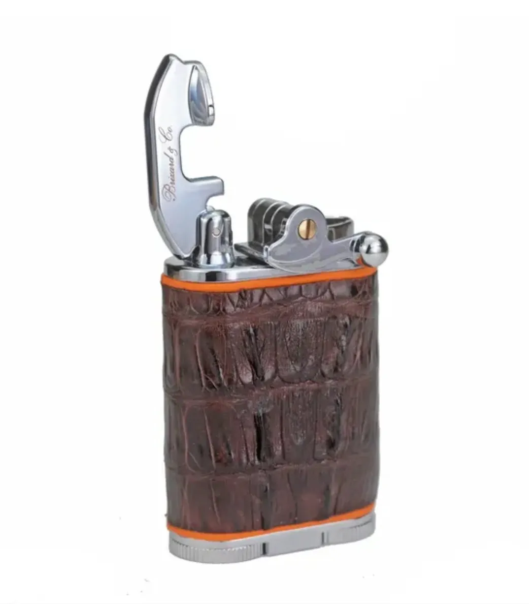 Gatsby Lighter - Genuine Tobacco Caiman Alligator and Orange