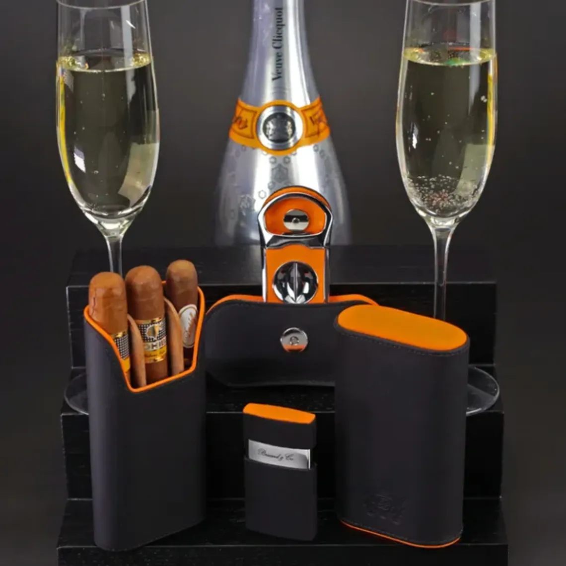 Venezia Lighter - Black and Orange Leather
